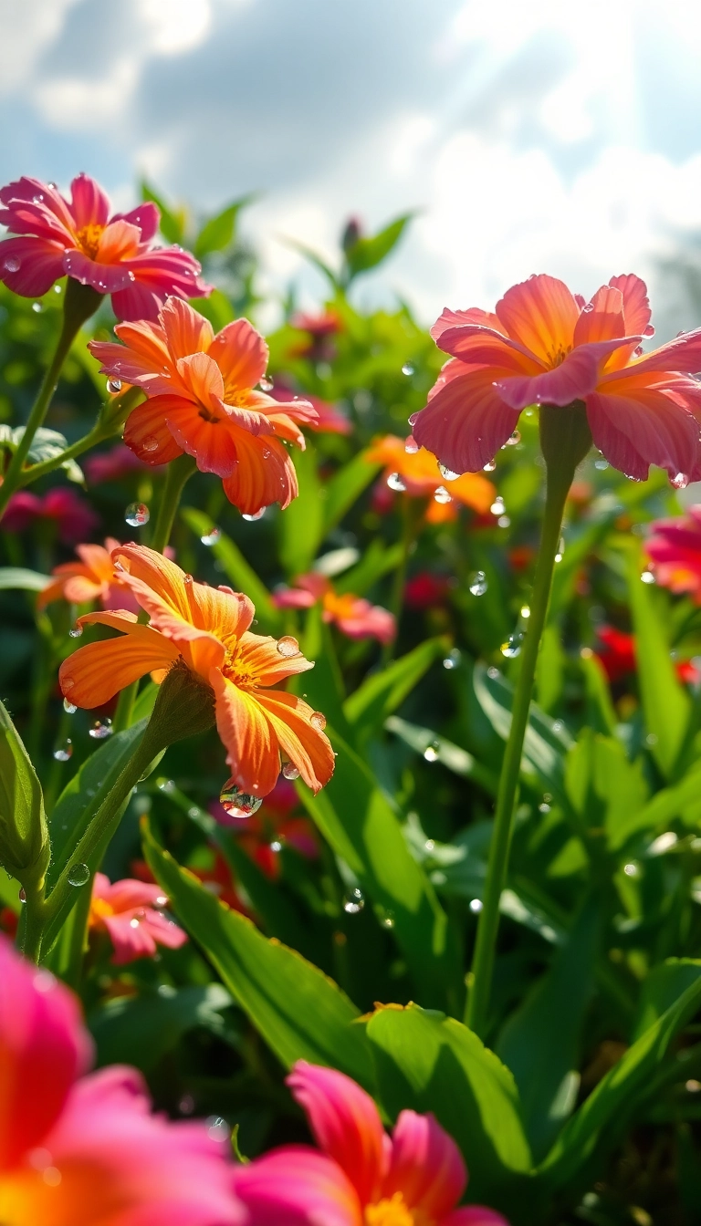 HD iPhone Spring Rain Garden Gorgeous Wallpaper